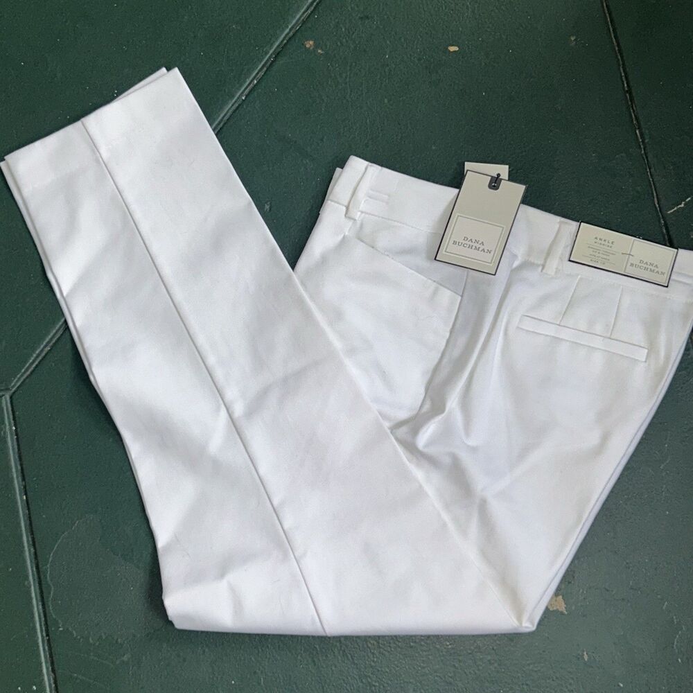 Dana Buchman Size 10 White Dress Pants Ankle Leg Straight Leg ~ NWT $48 retail